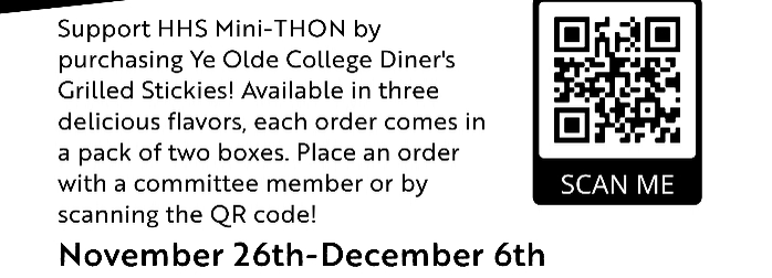 Headline image for HHS Mini-Thon Fundraiser - Ye Olde College Diner's Grilled Stickies!